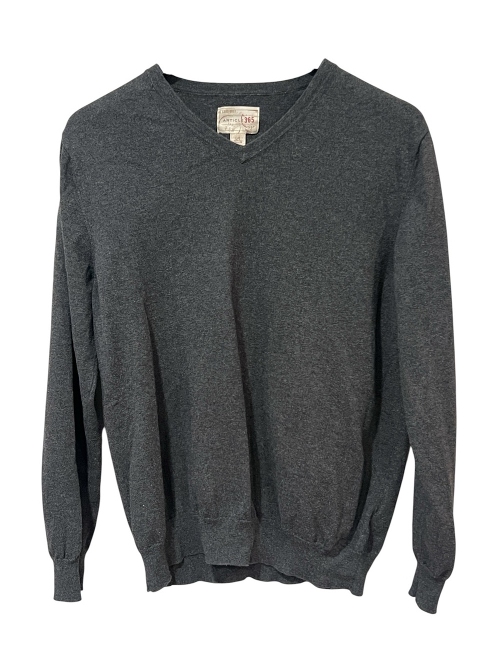 Article 365 V-Neck Sweater in Charcoal Cotton and Cashmere Blend Large Oversized